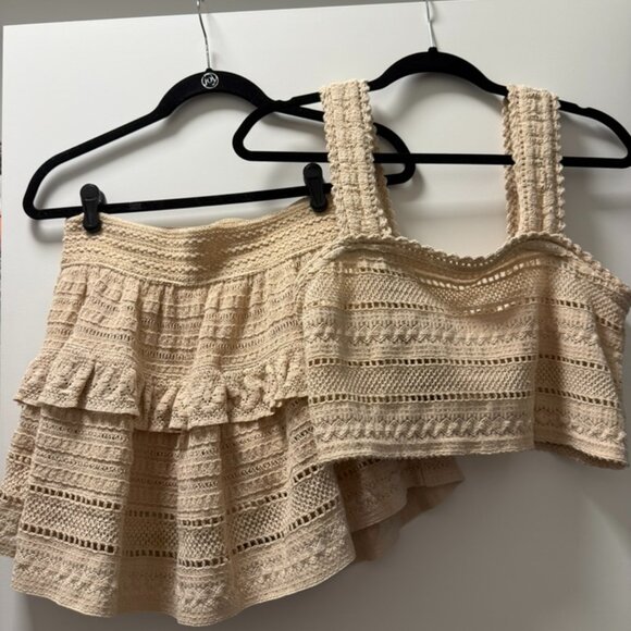 Aerie Ruffled Crochet Mini Skirt Set - Picture 2 of 7